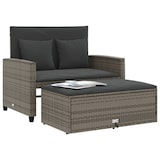 thumbnail of vidaXL Gartensofa 2-Sitzer mit Kissen Grau Poly Rattan
