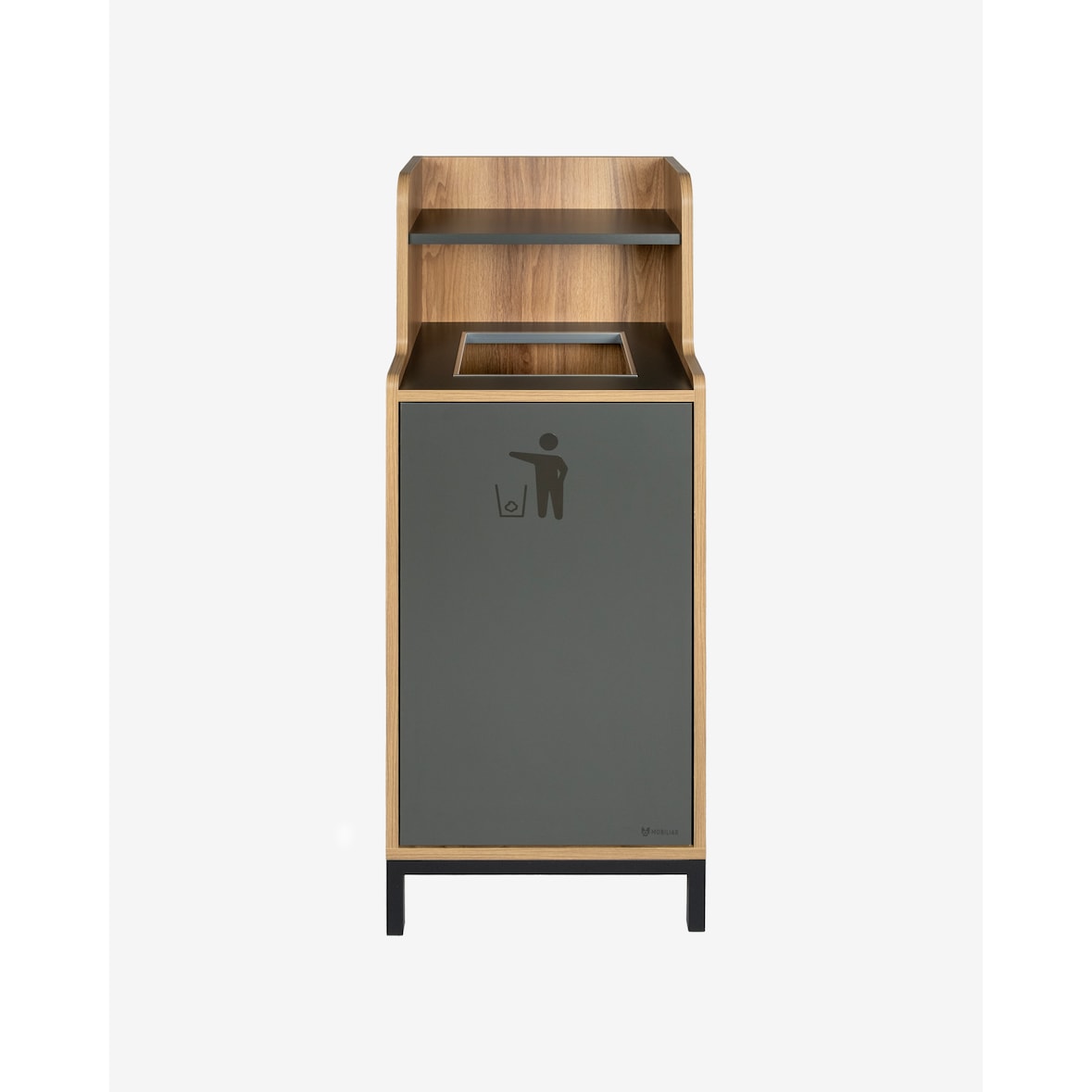 Mobiliara - Meuble de tri Trineo -  Interieur - Mdf finition stratifiée-  1 Bac 70 Litres