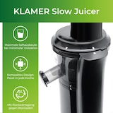 thumbnail of KLAMER Slow Juicer Gemüse und Obst, Entsafter mit Rückwärtsgang, elektrische Fruchtpresse mit Bürste und 2 Behältern, schlankes Design, schwarz
