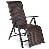 thumbnail of COSTWAY Rotan ligstoel, opklapbare tuinstoel met verstelbare rugleuning, tuinstoel met relaxfunctie