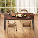 thumbnail of Mesa de comedor Tribesigns para 6 a 8 personas, con estructura de metal, marrón rústico