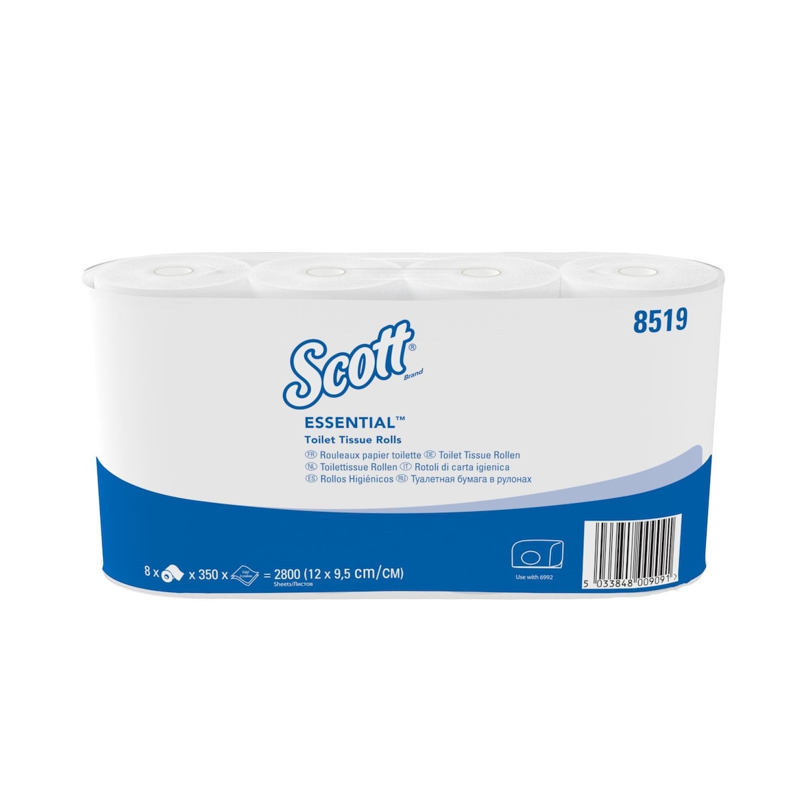SCOTT® Essential Papel higiénico doméstico blanco 8 uds. (cod.8519)