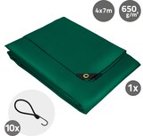 thumbnail of Abdeckplane mit Ösen 4x7 m 650 g/m² mit 10 Spanngummis Grün aus PVC