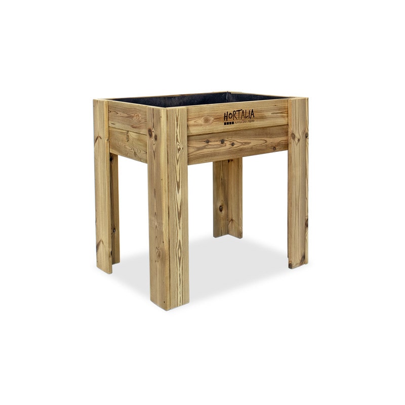 HORTALIA Mesa de cultivo Gardenbrico M80 em madeira tratada para exterior - 80x60x80 cm