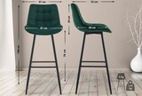 thumbnail of Décoshop26 - Barhocker x1 mit dekorativer Quadratsteppung grüner Samt-Fußstütze und vier Metallbeinen 10_0006878
