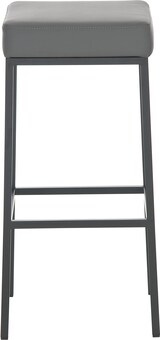 thumbnail of Décoshop26 - Set aus 2 Barhockern mit Fußstütze schlichtes Design 80 cm Sitzhöhe graues PVC schwarzes Metallgestell 10_0004363