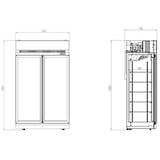 thumbnail of Kühlschrank RHINO auf Rollen | 2x Glastür + LED & Display | 1000 Liter, HxBxT 209,2x125,3x71cm | 0/+10°C | Schwarz | + CHEFGASTRO Geschirrtuch