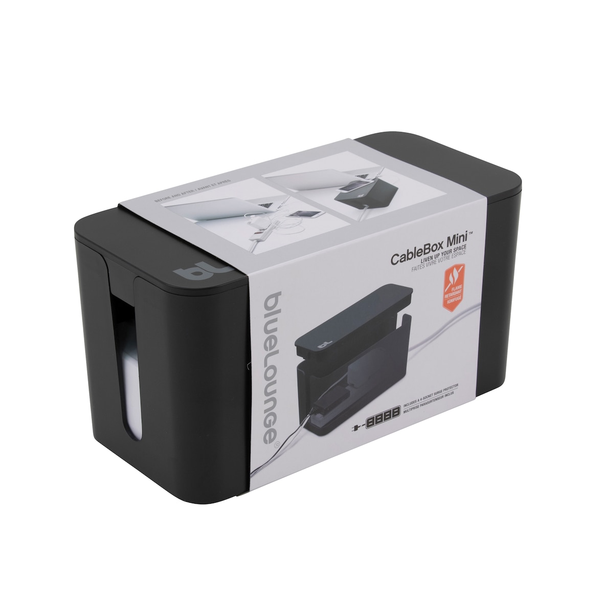 BLUELOUNGE - Cablebox Mini- Caja Ignifuga Recogecables- Negra