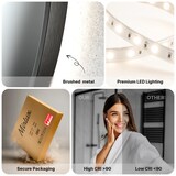 thumbnail of Mirlux Badkamerspiegel met LED Verlichting & Verwarming – Wandspiegel Rond – Anti Condens Douchespiegel - Mat Zwart - 120CM