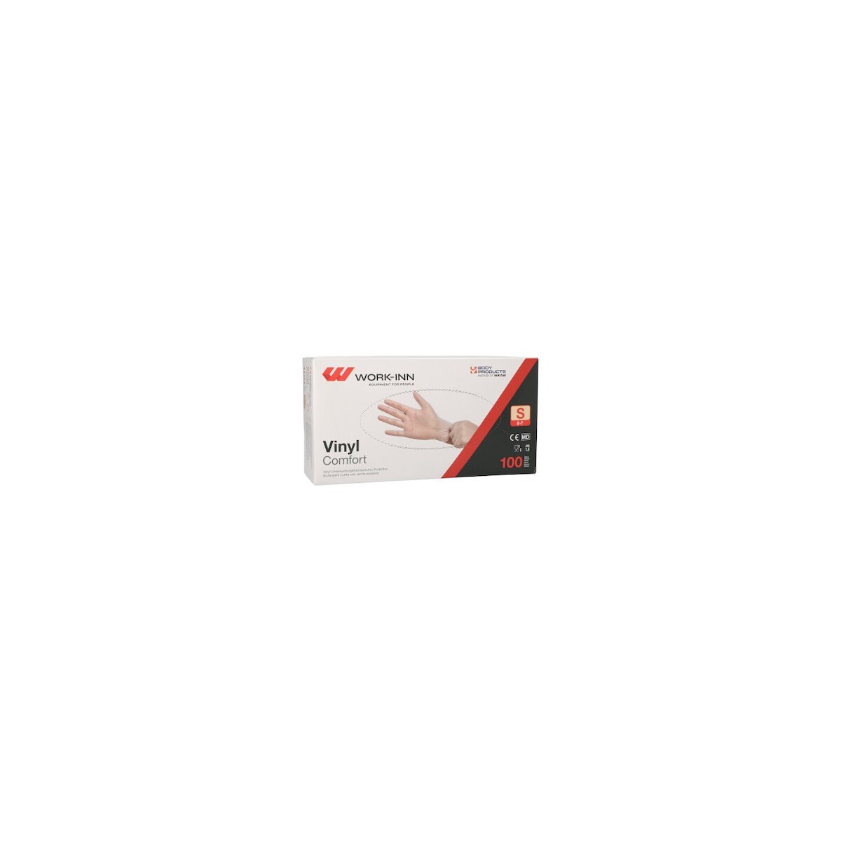 "WORK-INN/PS 1000 Handschuhe, Vinyl puderfrei ""Comfort"" transparent Größe S (98404, 10x100 Stück)"