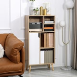 thumbnail of HOMCOM Móvel Aparador Alto com 5 Compartimentos e 1 Porta 60x30x121cm Carvalho e Branco