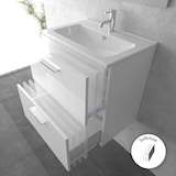 thumbnail of Vitra Badmöbel Set Waschbecken mit Unterschrank und LED-Spiegel | Vormontiert SoftClose-Funkt. Waschbeckenunterschrank Badezimmerschrank Set 3-teilig