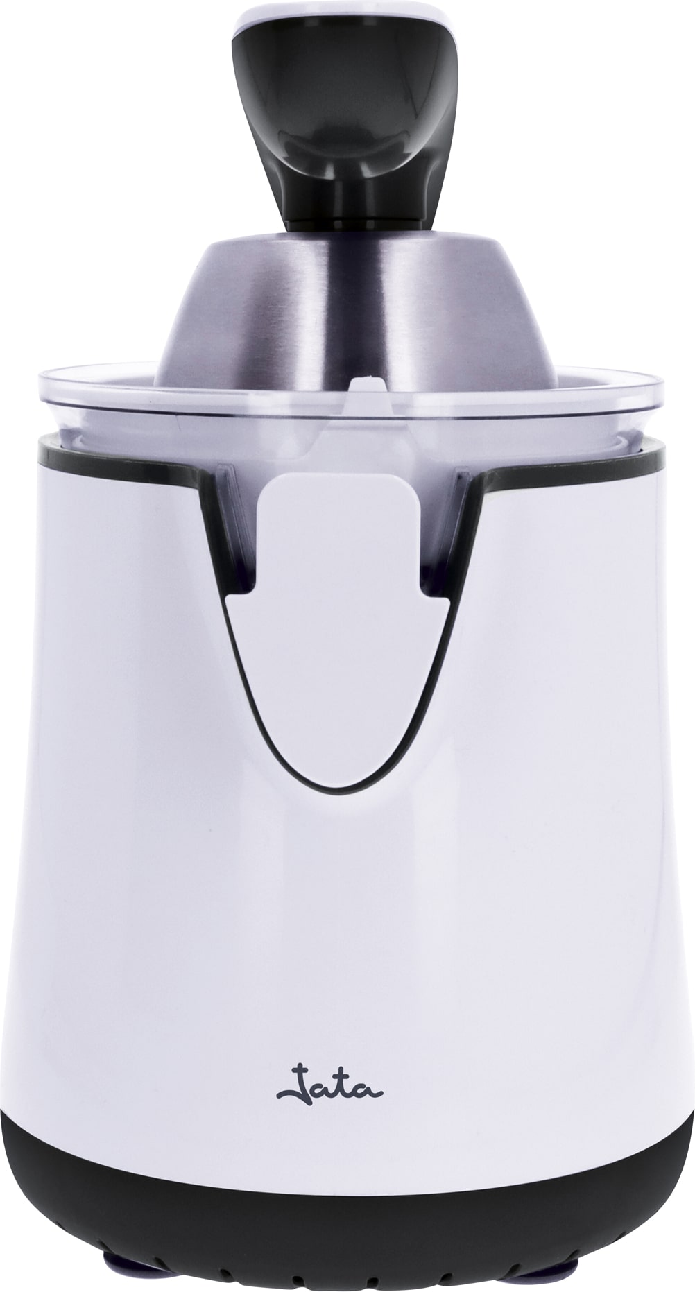 Exprimidor eléctrico de brazo JATA JEEX1058 con doble cono. Vertido continuo. Totalmente desmontable. Tapa cierre antigoteo. Base antideslizante