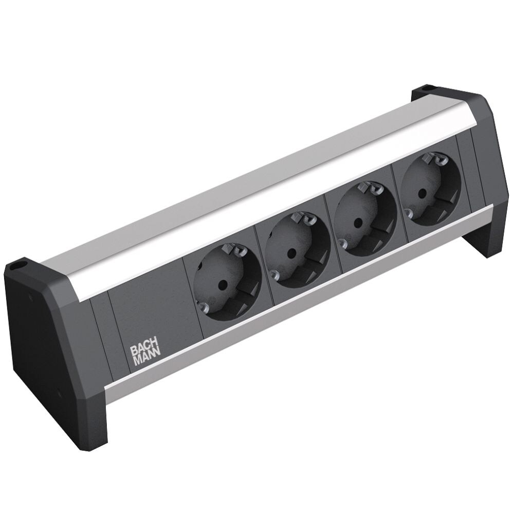 Bachmann DESK 1 Tischsteckdose 4-fach, Aluminium eloxiert