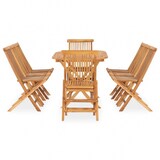 thumbnail of vidaXL Inklapbare massief houten teakhouten tuinset : Uitvoering - zonder armleuning, Vorm - ovaal, Afmeting - 160 x 80 x 75 cm, Onderdeel - 9 st.