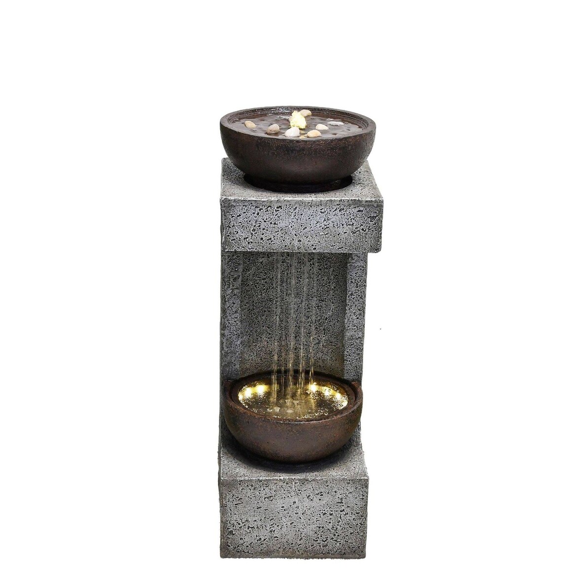 Eleganter Outdoor-Brunnen mit LED-Beleuchtung und Pumpe