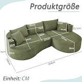 thumbnail of Merax Sofa set, 2-Sitzer + Linke Chaiselongue, mit Getränkehalter & Kissen, Bogenförmiges Design, Cordstoff, Grün