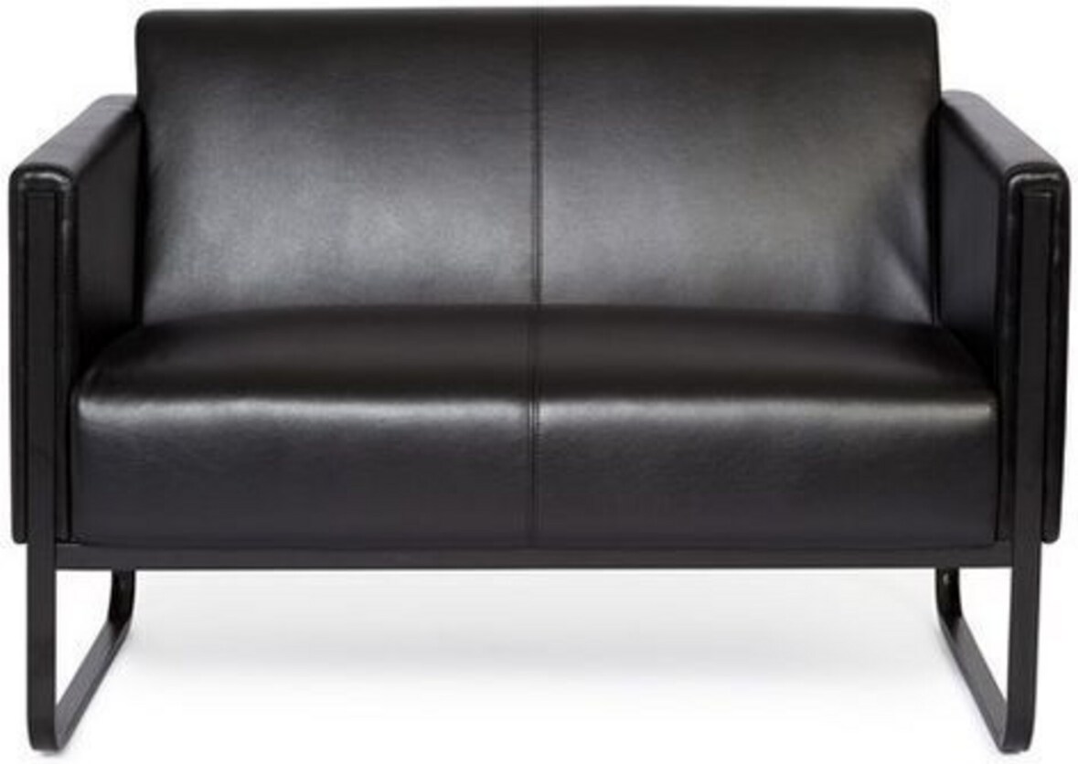 Loungesofa BALI BLACK Gestell schwarz Kunstleder glatt 2-Sitzer schwarz hjh OFFICE