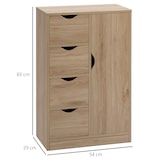 thumbnail of Armario de Salón con 4 Cajones 1 Puerta y Estante Interior Mueble Auxiliar de Almacenaje Multiusos para Baño Dormitorio Comedor 54x29x83 cm