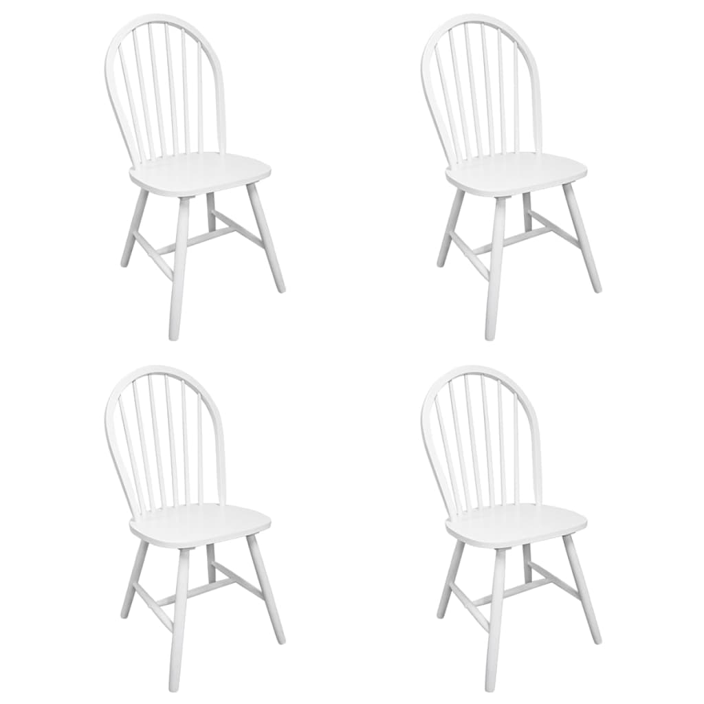 Chaises à manger lot de 4 blanc bois d'hévéa solide Modèle Altéa Design