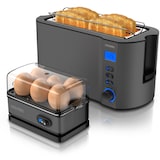 thumbnail of Arendo Frühstücks-Set, 6er Eierkocher SIXCOOK, Langschlitztoaster 4-Scheiben, Grau