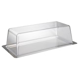 thumbnail of APS 00064 Plateau inox avec cloche transparente 33 x 17 cm, hauteur de la cloche 10 cm