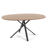 thumbnail of Table ovale 150x100 cm, pieds croisés en métal, plateau stratifié, table à manger pour 4 personnes, pieds en X, style moderne - Carlo - Bois