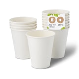 thumbnail of BIOZOYG 250 Stück kompostierbare Einwegbecher 250ml / 10oz Pappbecher, Trinkbecher, Wegwerfbecher, Getränkebecher, einwandig, weiß, kompostierbar