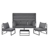 thumbnail of SVITA MAUI Gartenmöbel-Lounge-Set mit Dach Outdoor-Sofa Strandkorb-Sonneninsel Stahl Grau