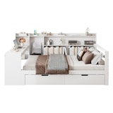 thumbnail of Schlafsofa 140x200 cm aus Massivholz mit Schreibfläche und Ablagefächern – platzsparend und funktional Weiß