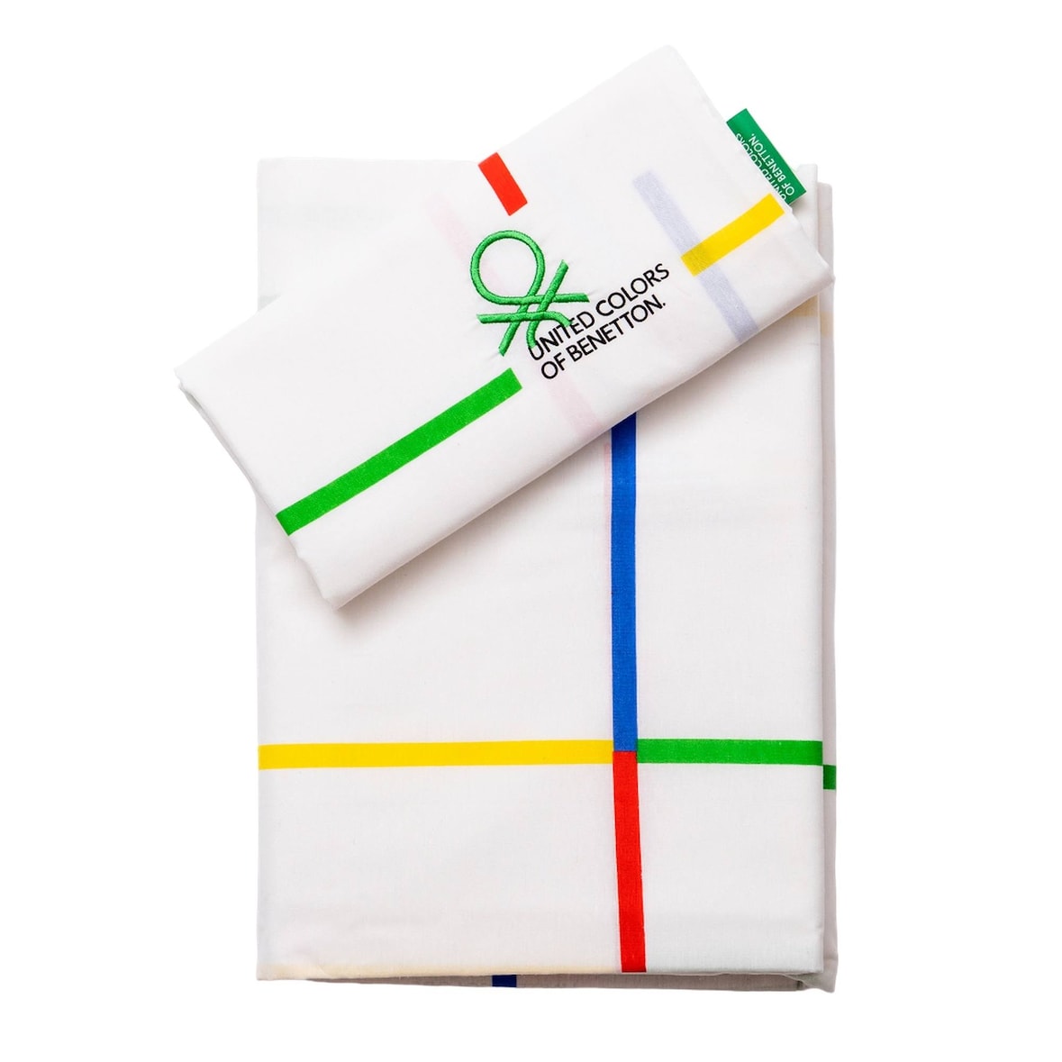 Benetton - Conjunto 3 Peças Cama (Lençol de Baixo 90x200+30cm, Lençol de Cima 160x240cm, Fronha 45x110cm) Rainbow 70% Algodão + 30% Poliéster