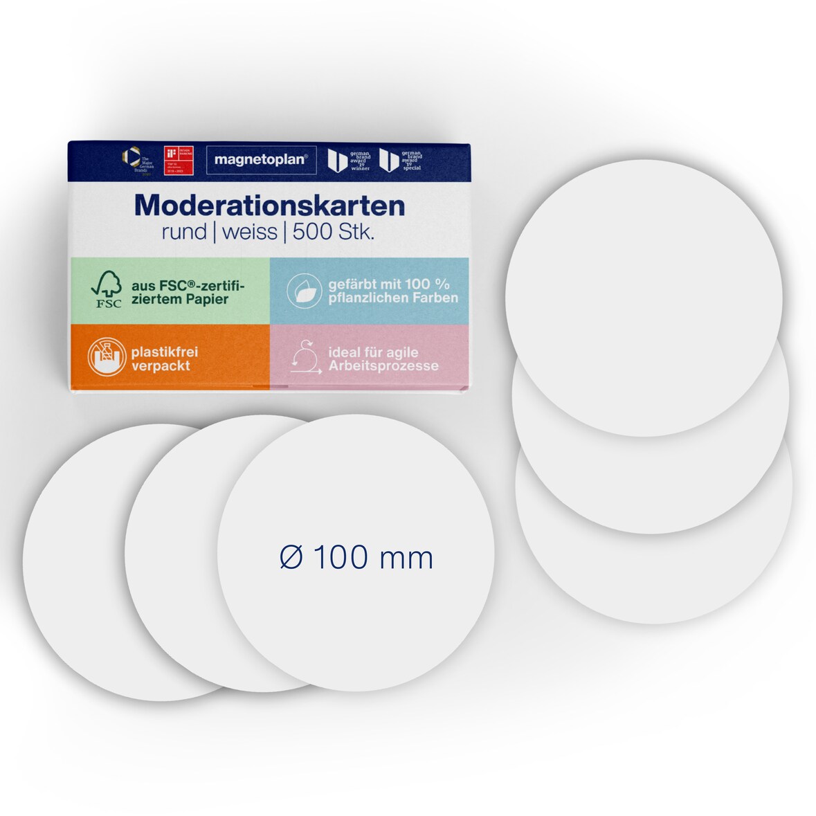 Magnetoplan Moderationskarten weiß rund 100mm 500St