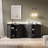 thumbnail of Aparadores para salón, 207x80x35 cm, 4 Puertas, LED, Negro y roble