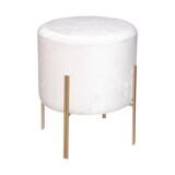 thumbnail of Tabouret Velours Blanc ivoire et pied en métal H 40 cm