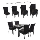 thumbnail of Poly-Rattan Garnitur HWC-G19, Sitzgruppe Balkon-/Lounge-Set, 4xStuhl+Tisch, 120x75cm ~ schwarz, Kissen dunkelgrau