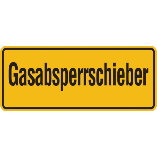 Hinweisschild, Gasabsperrschieber, 100x240mm, Folie/Aluminium - 240x100x0.45 mm Aluminium geprägt