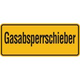 thumbnail of Hinweisschild, Gasabsperrschieber, 100x240mm, Folie/Aluminium - 240x100x0.45 mm Aluminium geprägt