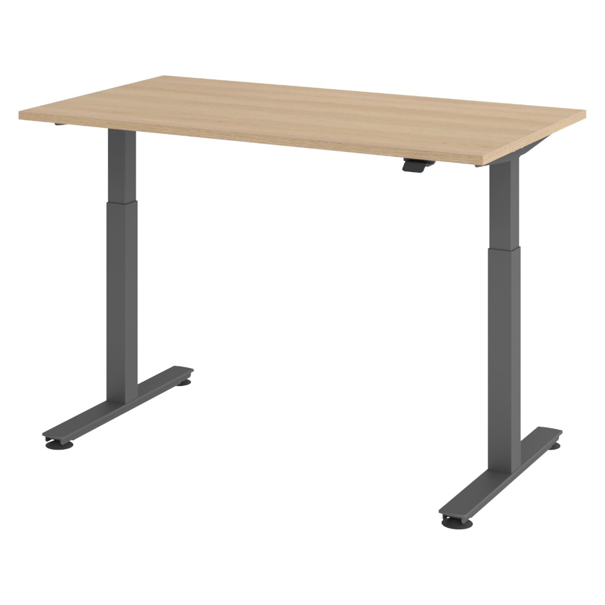 bümö elektrisch höhenverstellbarer Schreibtisch Eiche 140x80 cm, Gestell: Graphit - Büroschreibtisch höhenverstellbar elektrisch, elektrischer