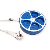 thumbnail of ROLINE 4-fach Steckdosenleiste mit Schalter, rund, UTE Version, USB-Charger A+C, blau, 3 m