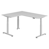 thumbnail of bümö Eckschreibtisch elektrisch höhenverstellbar L-Form: 180 x 160 cm in grau, Gestell silber - Stehschreibtisch mit Memory-Steuerung, elektrischer