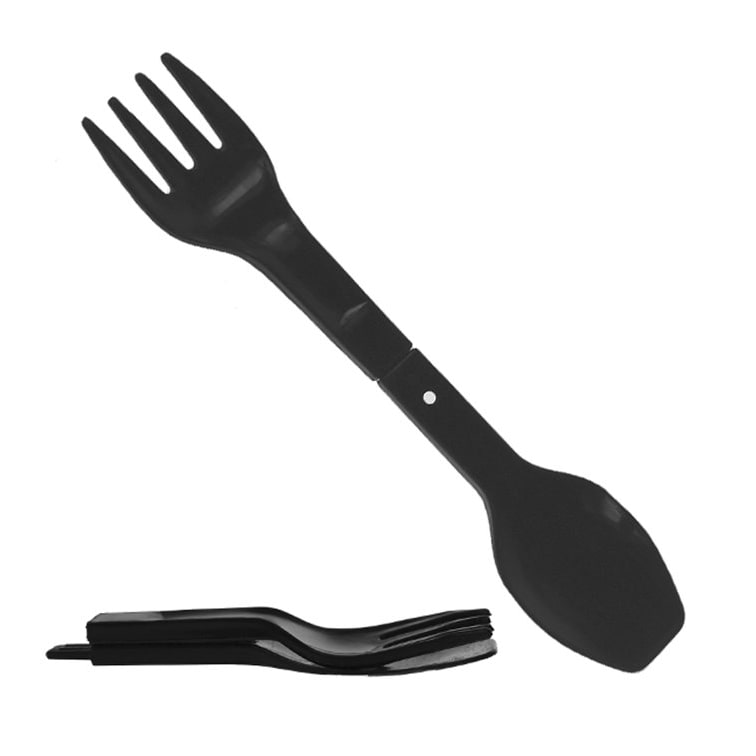 MONOUSO - Cuchara-Tenedor Spork para Degustación Reutilizable Durable PP Negro 12cm (500 Uds)