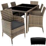 thumbnail of tectake Conjunto de rattan PORTO 6+1 com capa protetora  Natural/Cinzento Escuro
