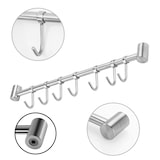 thumbnail of Intirilife Hängeleiste für die Küche aus Edelstahl mit 7 Haken zum Bohren - 39.6 x 3.4 x 2.2 cm Küchen Reling Hakenleiste Küchenstange Wandhalterung