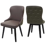 thumbnail of Juego de 2 sillas de comedor HWC-M60, silla tapizada silla de cocina sillón silla, tela/textil madera maciza ~ verde oscuro-gris