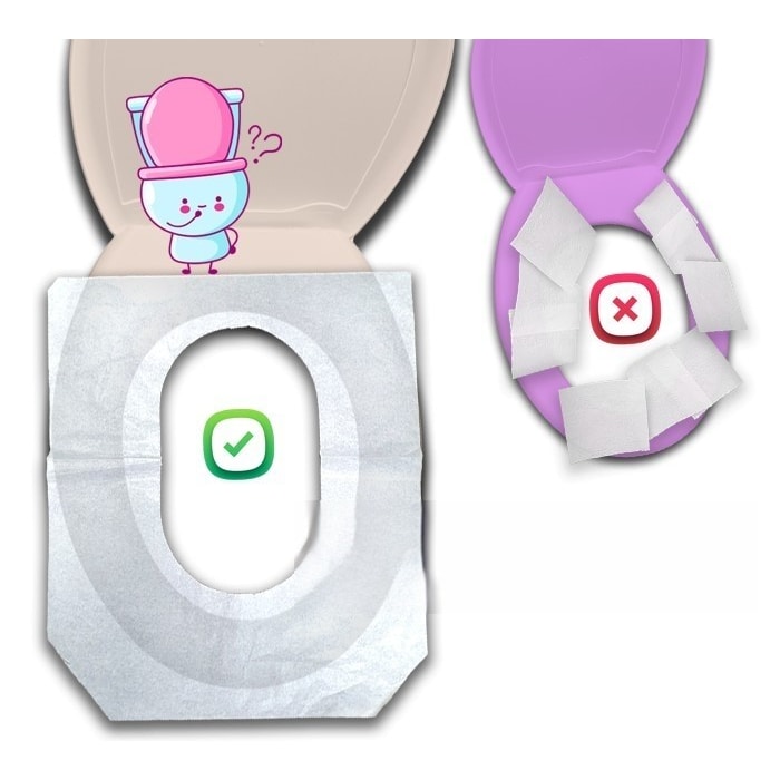 Papel blanco protector para el asiento de inodoro o del WC  de 41x 36 cm. 2.500 UD. Modelo: PWC001