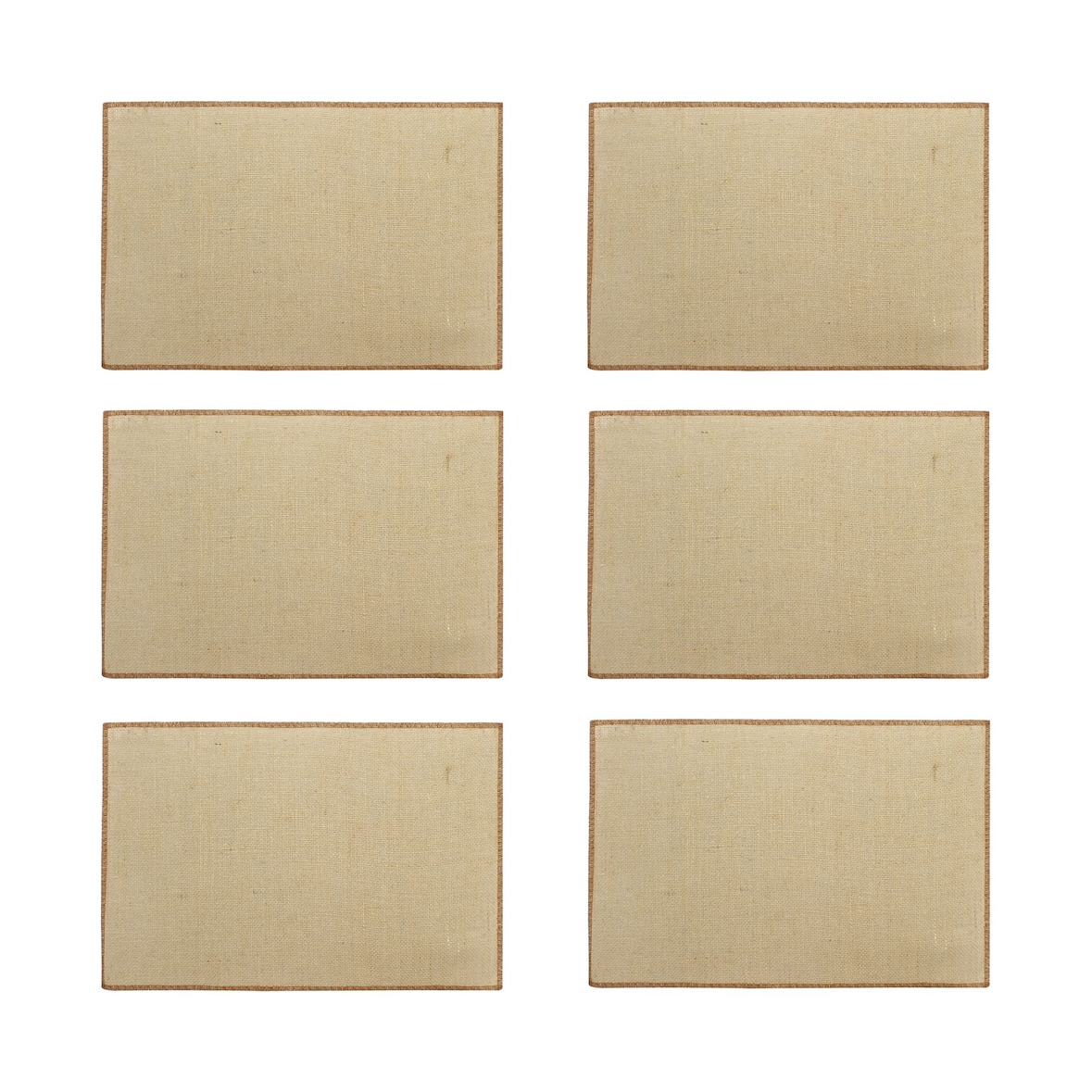 Novastyl - Lot 6 set de table ourlet 45x30cm en jute naturel avec contour marron