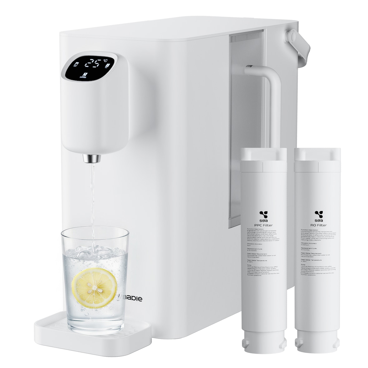 SUSGREENABLE Waterfilter Omgekeerde osmose, 3:1 verh., 4-in-1 filter, Directe verwarming installatievrij SGIWDR04-W