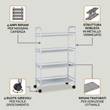 thumbnail of Carrello Portavivande 4 Ripiani Ruote Cucina Mobile 60x32x100 cm - Nero