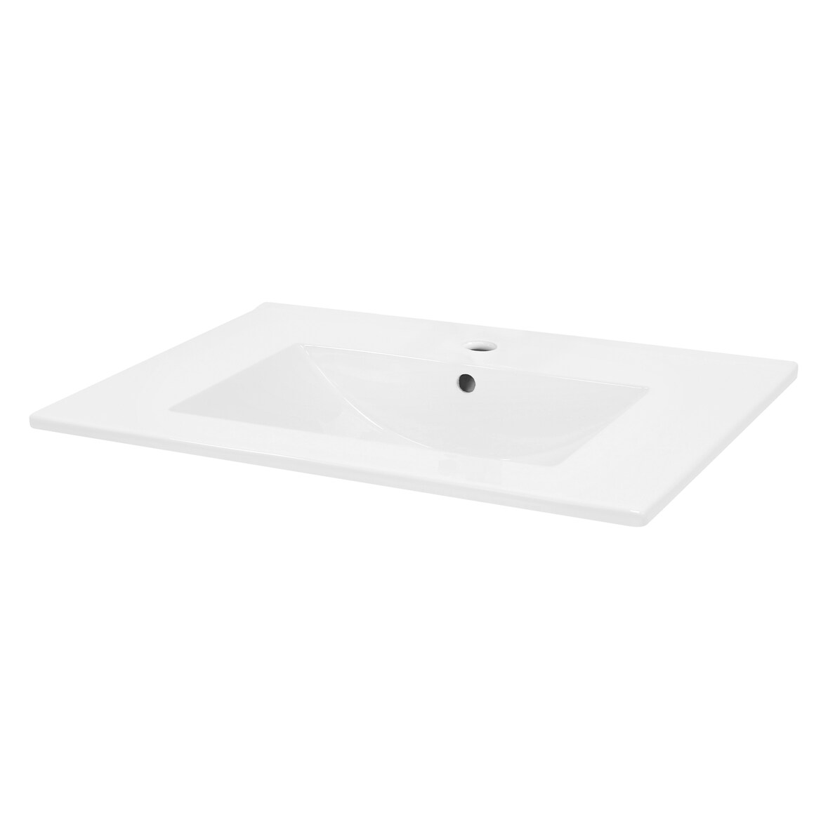 ECD Germany Einbauwaschbecken Keramik Weiß 710 × 465 × 175 mm, mit Überlauf, inkl. Ablaufgarnitur – großes Design-Waschbecken
