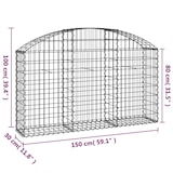 thumbnail of vidaXL Gabione mit Hochbogen 150x30x80/100 cm Verzinktes Eisen